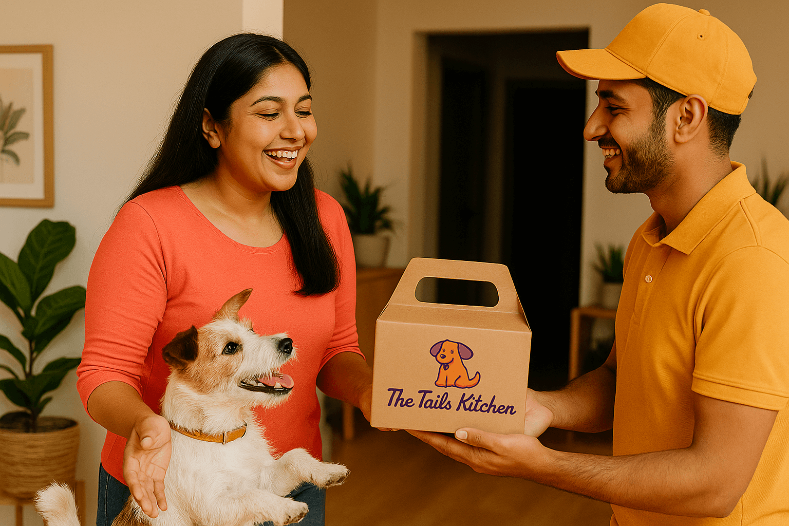 pet parent receiving a tiffin